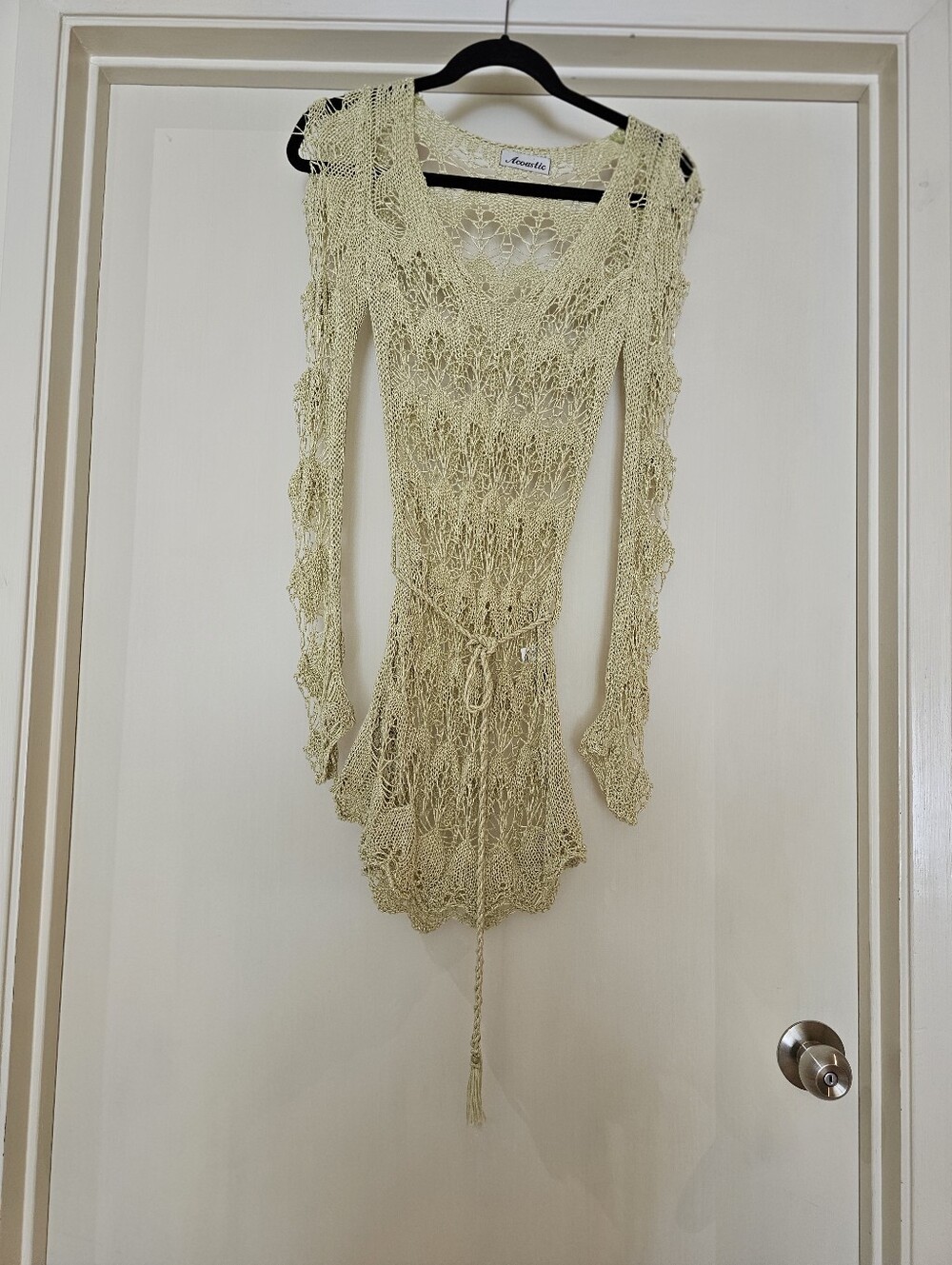 ACOUSTIC Crochet Moss Green Asymmetrical Tunic New OS